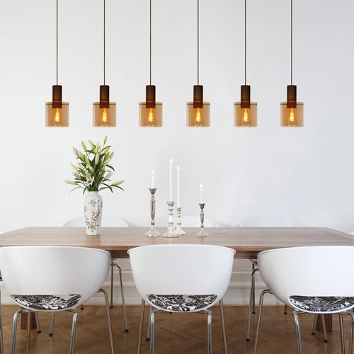Lucide TOLEDO - Hanglamp - Ø 20 cm - 3xE27 - Amber - sfeer 1